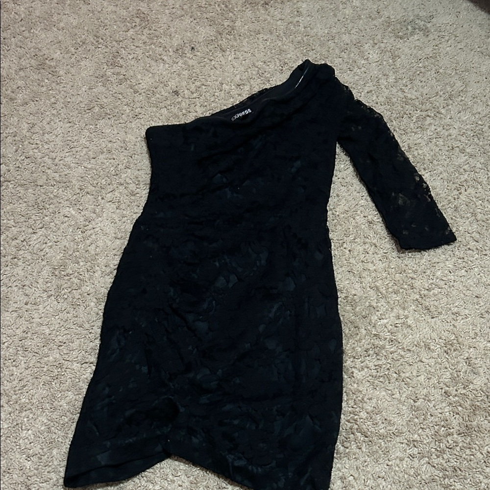 Express Black One Shoulder Lace Dress